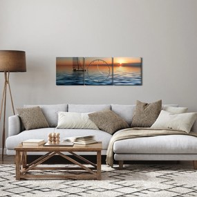 Tablou - Bărci cu vele pe mare (cu ceas) (90x30 cm)