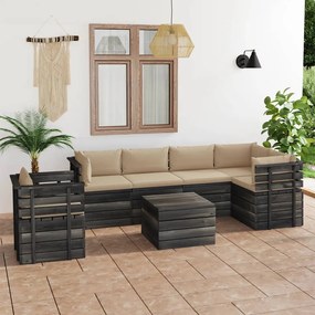 3061962 vidaXL Set mobilier grădină din paleți cu perne, 7 piese, lemn molid