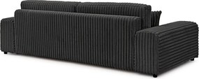 Canapea gri închis extensibilă/cu spațiu de depozitare cu tapițerie din catifea reiată 260 cm Justin – Ropez