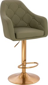 HR831W Scaun Khaki Piele Ecologica Premium Soft cu Bază Aurie