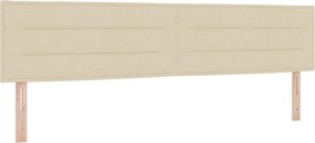 vidaXL Tăblie LED cu benzi LED cu headboard Crem 200 cm țesătură