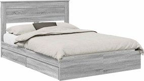 vidaXL Pat cu storage cu sertar Gri Sonoma 140 x 200 cm Lemn compozit