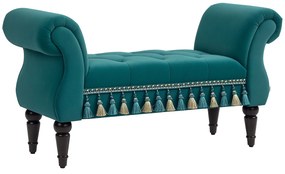 HOMCOM Bancă de șezut, bancă de pat, design vintage, până la 150 kg, 117x40x58 cm, Verde | Aosom Romania