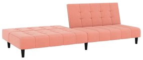 Canapea extensibila cu 2 locuri, roz, catifea Roz, Fara suport de picioare