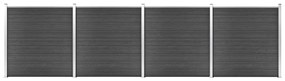 vidaXL Set de panouri de gard, negru, 699x186 cm, WPC
