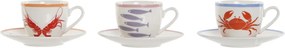 Set cană espresso și farfurioară din porțelan cu motive marine, 90 ml, 8,5×6×5 cm, „Aigua"