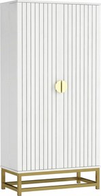 HOMCOM Dulap de bucătărie mobilier depozitare cu 12 rafturi pe uși, rafturi reglabile, 58x29x119,5cm, alb | Aosom Romania