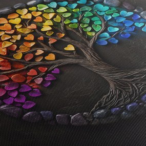 Tablou – Arbore plin de inimi colorate (90x60 cm)
