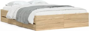 vidaXL Cadru de pat cu sertare stejar sonoma 120x200 cm lemn prelucrat