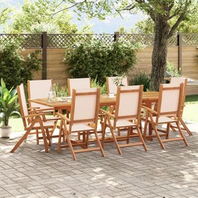 3279279 vidaXL Set mobilier de grădină, 9 piese, lemn masiv acacia/textilenă