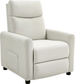 HOMCOM Fotoliu Reclinabil 135° max în Material cu Efect de In, Spumă, Oțel și Lemn, 73x86x100 cm, Crem | Aosom Romania