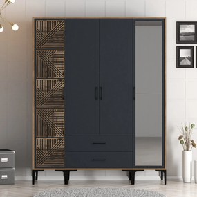 Dulap de haine Kiara PTR (Nuc + antracit). 1088511