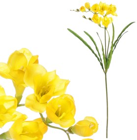 Floare artificiala Freesia, galben, 15 x 5 x 60 cm