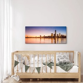 Tablou cu oraș în apus de soare (120x50 cm)