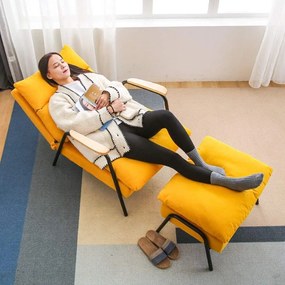 OFERTA Fotoliu reglabil gri deschis BRISTOL cu taburet, a doua calitate