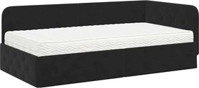 vidaXL Cadru de pat colțar Negru 90 x 200 cm Catifea