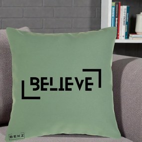 Perna Decorativa Believe Minimalist, 40x40 cm, Verde, Husa Detasabila, Perna Inclusa, BEKZ®