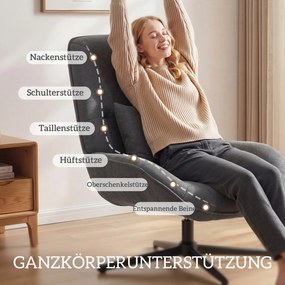 HOMCOM Scaun de accent rotativ, fotoliu tapițat din chenille cu pernă lombară, spătar înalt, șezut adânc, gri închis | Aosom Romania