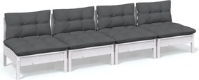 vidaXL Canapea grădină cu 4 locuri, cu perne antracit, lemn masiv pin