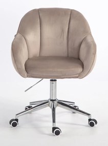 HR2055K Scaun Latte din Catifea cu Bază Cromata