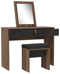 Masă de toaletă JUNO cu taburet, 45 x 29,6 cm, maro/negru
