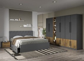 Set dormitor Gri cu Flagstaff Oak fara comoda - Sidney - C64