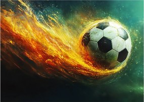 Tablou pe sticlă - Minge de Fotbal în Zbor (70x50 cm)