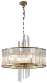 Candelabru modern metal auriu, tije din sticla Lara