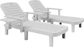 Outsunny Set 2 Șezlonguri cu Spătar Reglabil în 5 Poziții, Măsuță și Brațe Ergonomice, 79x158x88 cm, Gri | Aosom Romania