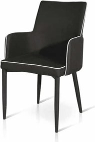 Scaun tip fotoliu Molino, structura metalica, tesatura - NEGRU