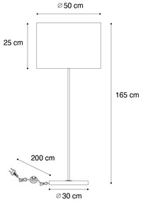 Lampă de podea din alamă cu abajur verde 50 cm - Kaso