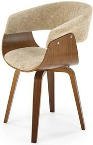 Scaun scandinav tapitat K545, bej/nuc, stofa clasica/placaj, 63x53x83