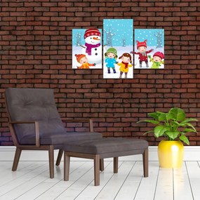 Tablou - Bucurii de iarnă pentru copii (90x60 cm)