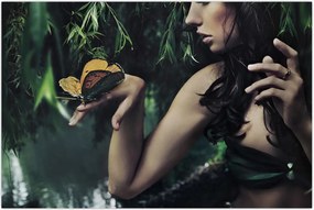 Tablou - Femeia grațioasă cu fluture (90x60 cm)