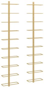340907 vidaXL Suport sticle de vin, de perete, 10 sticle, 2 buc, auriu, metal