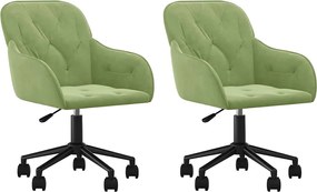 vidaXL Scaune de bucătărie pivotante, 2 buc., verde deschis, catifea