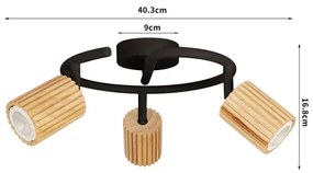 Brilagi - Spot MODERN WOOD 3xGU10/8W/230V lemn/negru