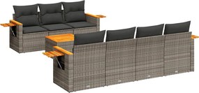 vidaXL Set canapele de grădină cu perne, 8 piese, gri, poliratan