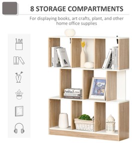 HOMCOM Bibliotecă din Lemn cu 3 Rafturi, Dimensiuni 100x30x124cm, Design Elegant pentru Organizare și Depozitare | AOSOM România