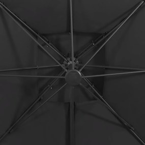 Umbrela suspendata cu invelis dublu, negru, 300x300 cm Negru, 300 x 300 cm