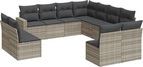 vidaXL Set canapele de grădină cu perne, 11 piese, gri, poliratan