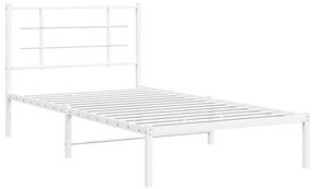 355604 vidaXL Cadru de pat metalic cu tăblie, alb, 100x190 cm