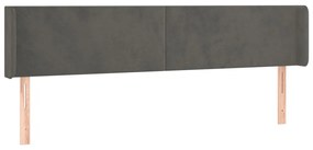 Tablie de pat cu aripioare gri inchis 203x16x78 88 cm catifea 1, Morke gra, 203 x 16 x 78 88 cm