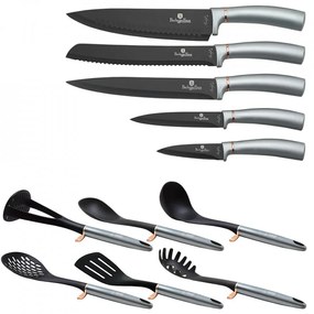 Set cutite otel inoxidabil si ustensile de bucatarie (12 piese) Moonlight Edition Berlinger Haus BH 6251