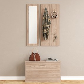 HOMCOM Set Mobilier Hol cu Bancă Pantofar, Cuier și Oglindă din Lemn | Aosom Romania