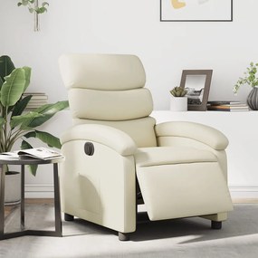 vidaXL Fotoliu rabatabil electric, crem, piele ecologică