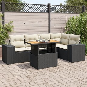 3327374 vidaXL Set mobilier de grădină cu perne, 6 piese, negru, poliratan