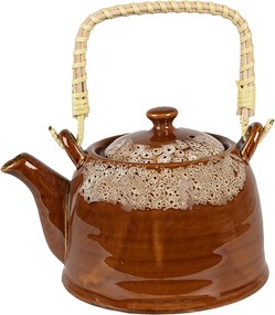 Ceainic cu infuzor, maro, din ceramica, capacitate 750 ml, Browny