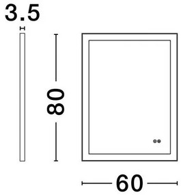 Oglinda baie cu iluminat LED IP44 3000K Ural, 60x80cm NVL-9006037