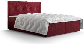 Pat matrimonial Boxspring 160 cm Athena (bordo) ( cu saltea și sp. depozitare). 1046366